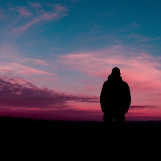 man silhouette sky solitude